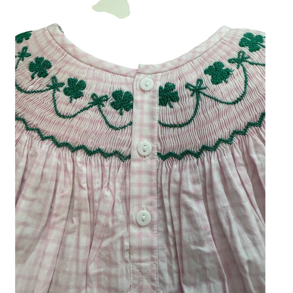 Special K Smocks Girls St Patricks Day Shamrock Gingham Dress Leggings Set 6 NEW - Picture 8 of 10